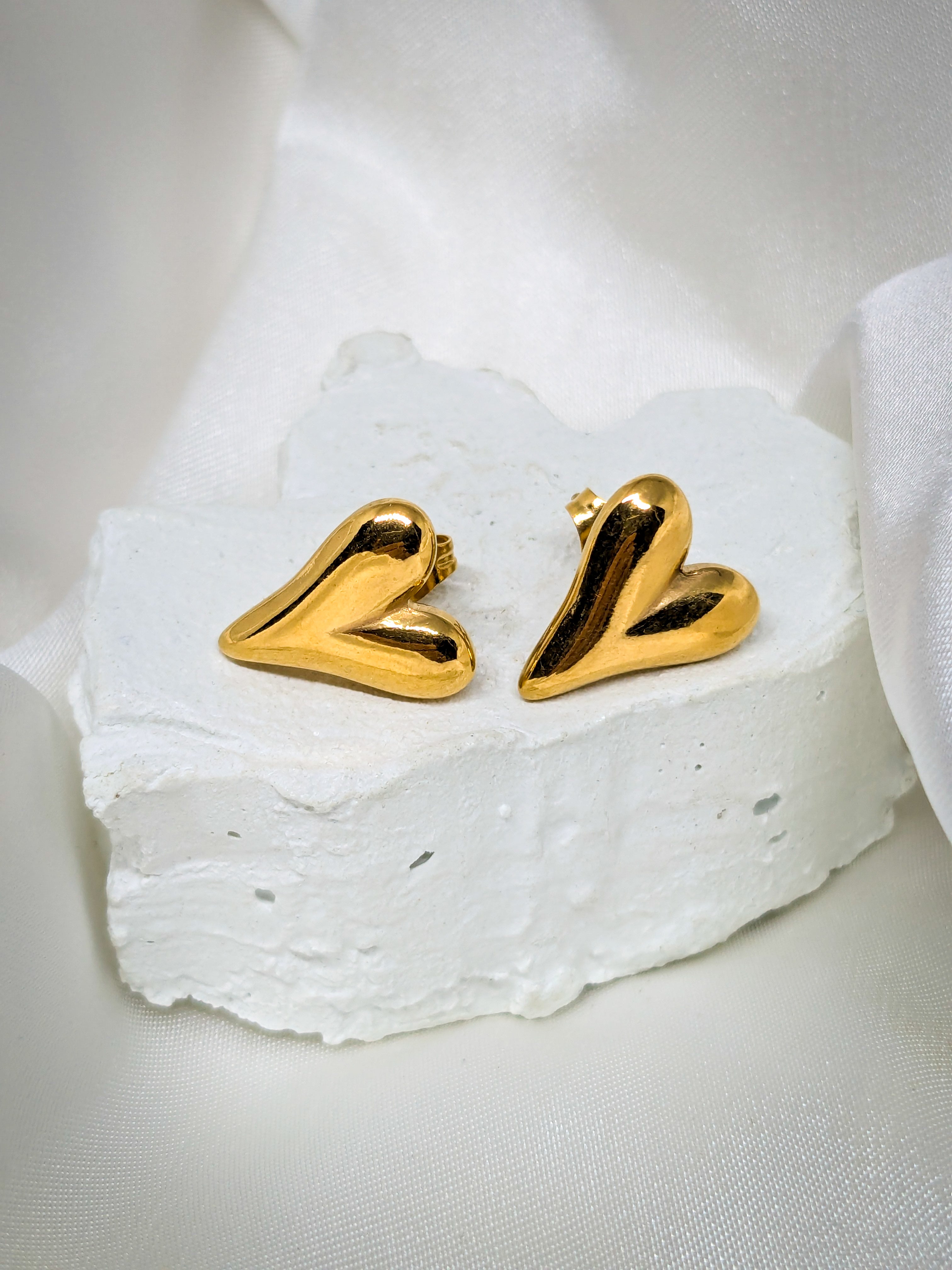 Sculpted Heart Stud Earrings