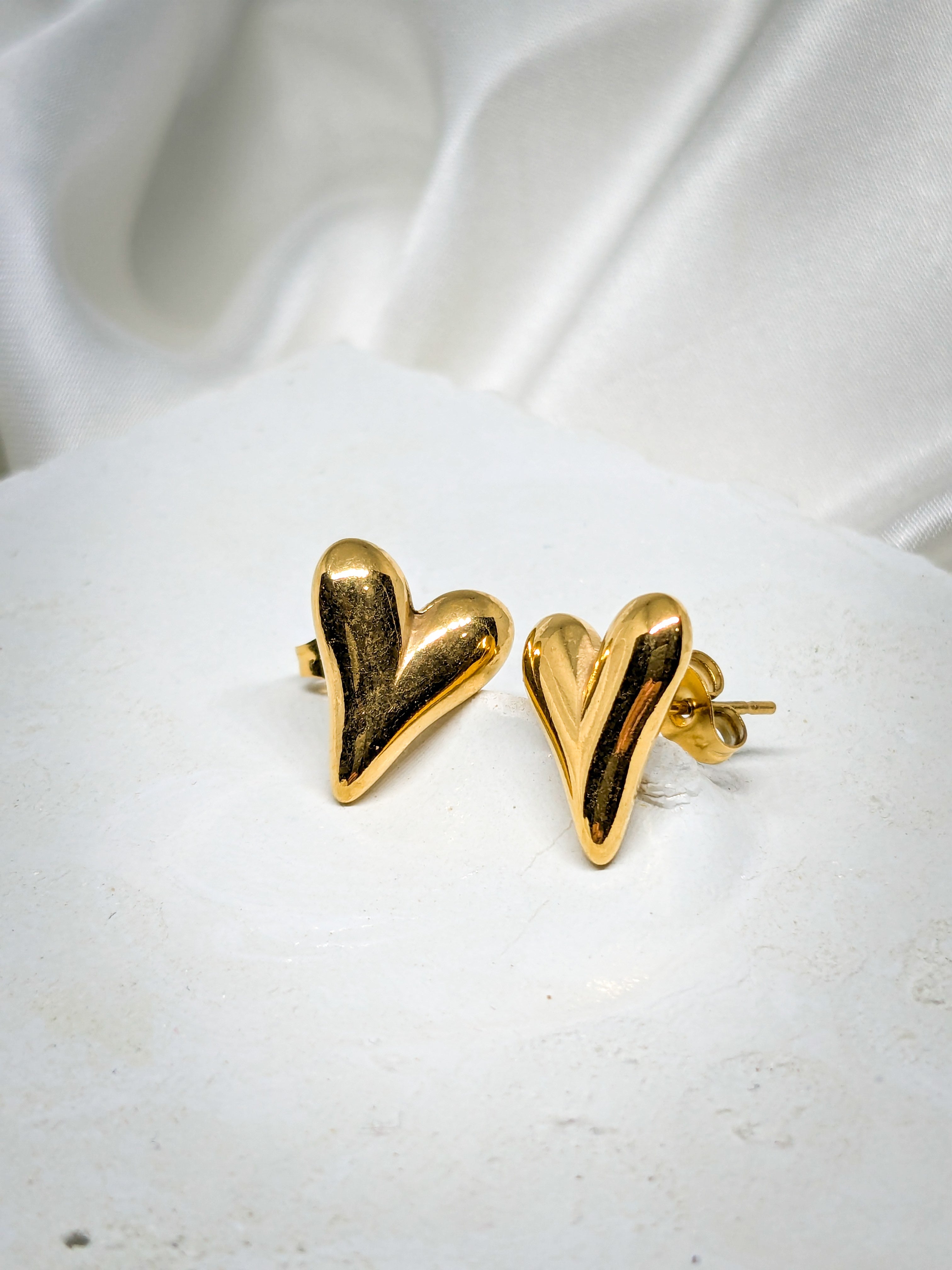 Sculpted Heart Stud Earrings