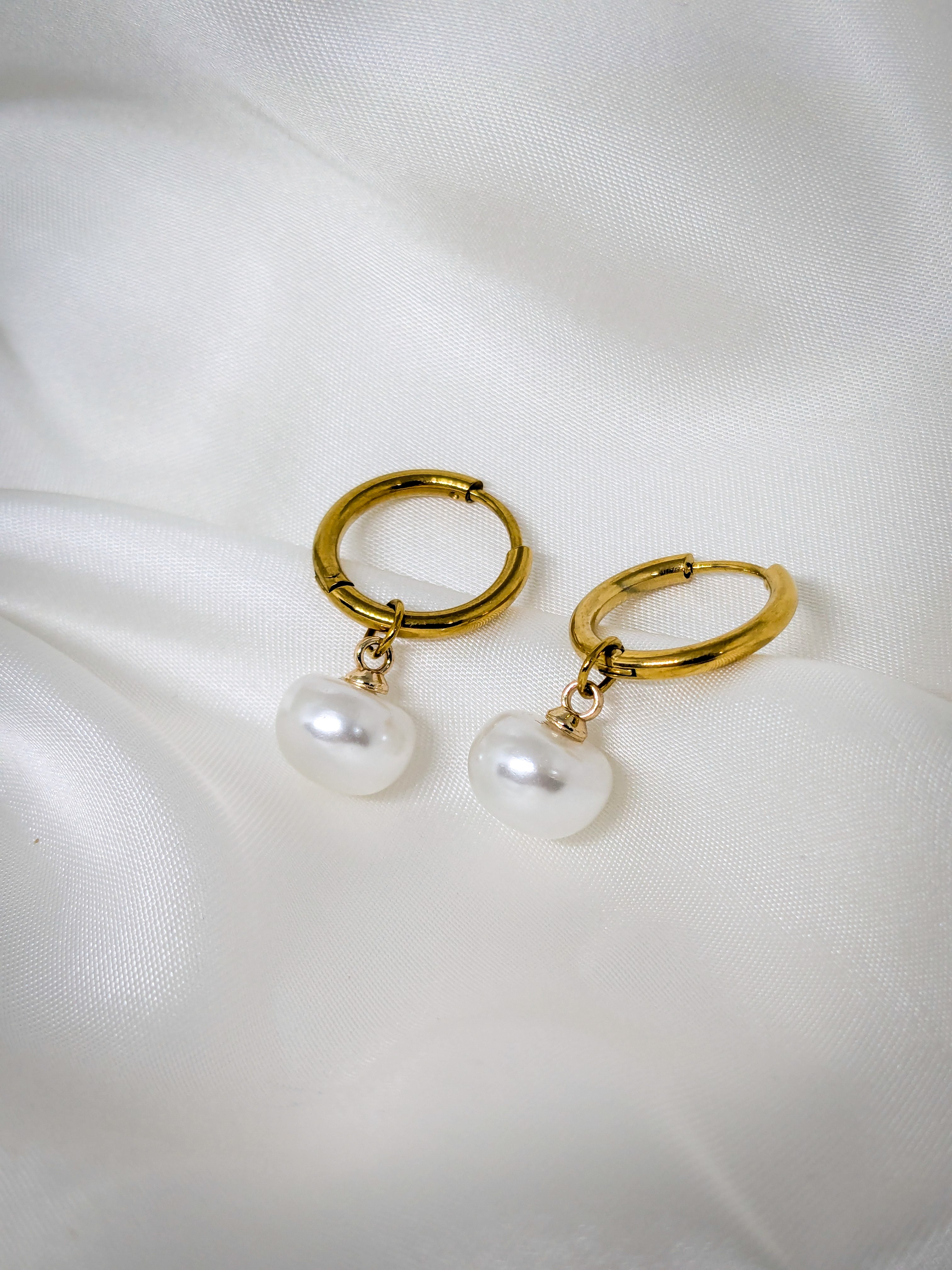 Classic Pearl Drop Hoop Earrings