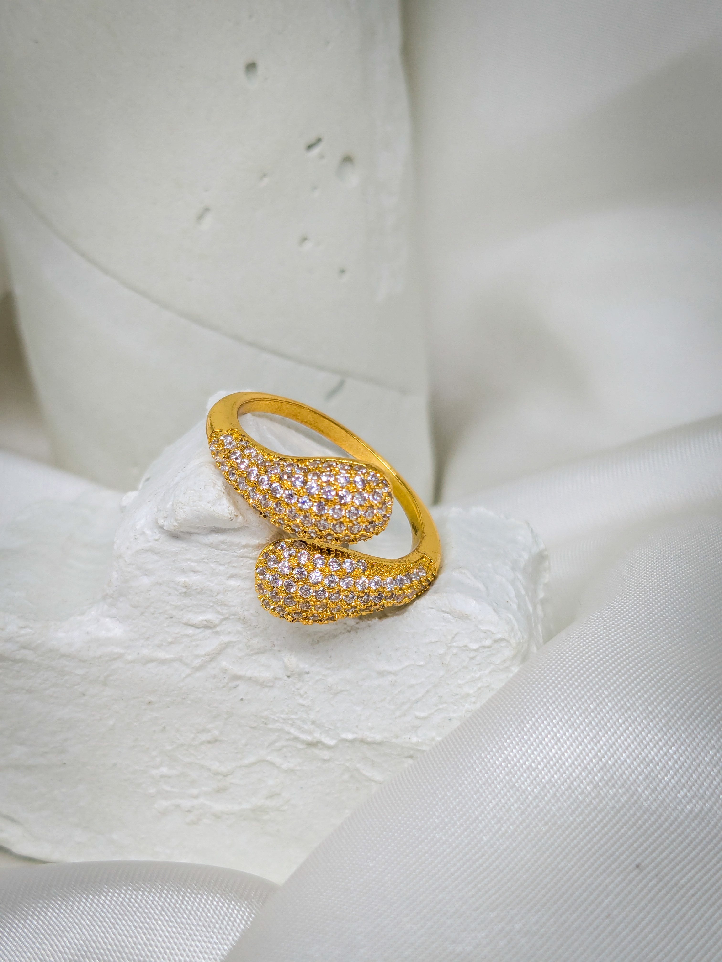 Crystal Teardrop Adjustable Ring