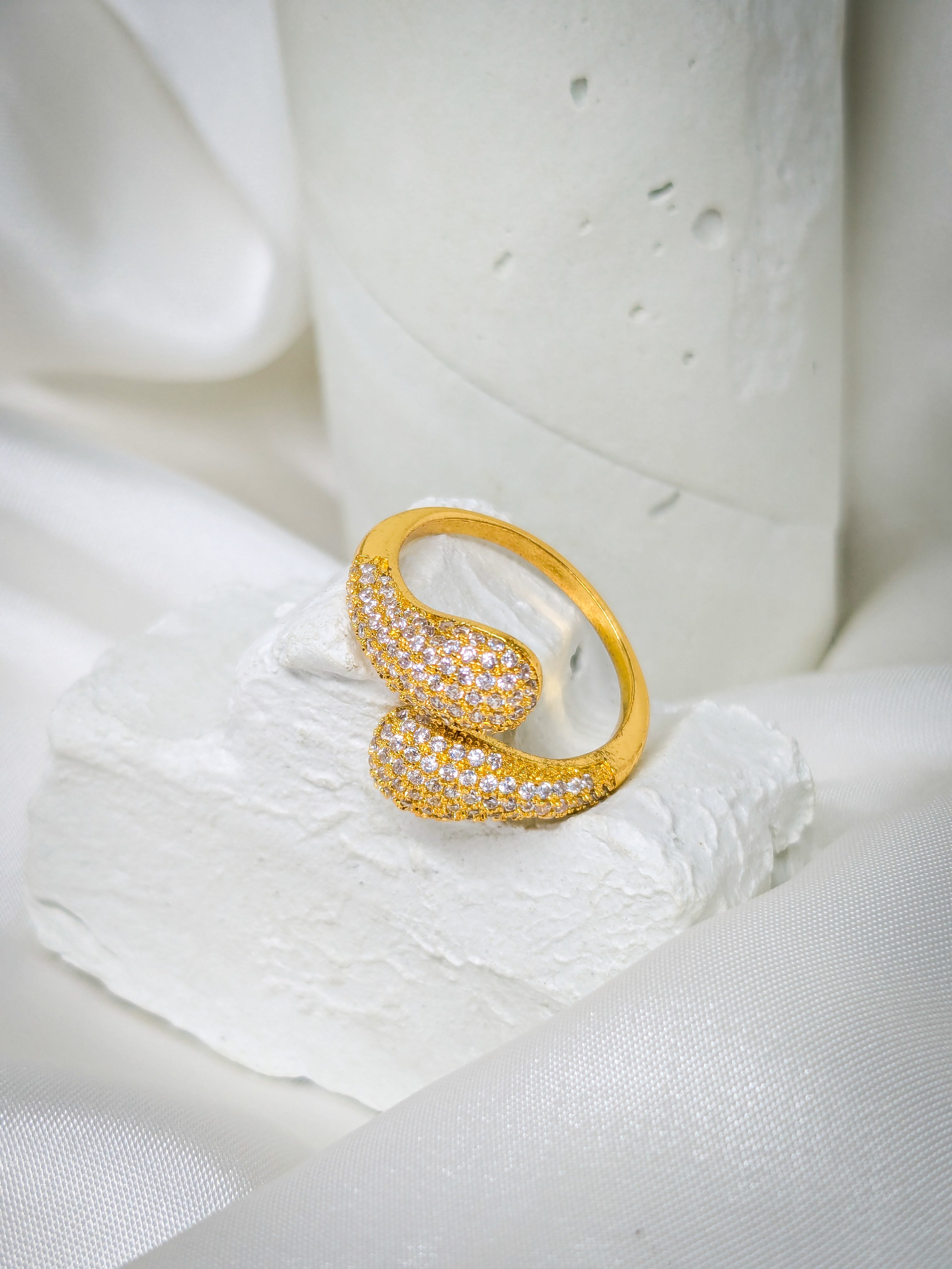 Crystal Teardrop Adjustable Ring