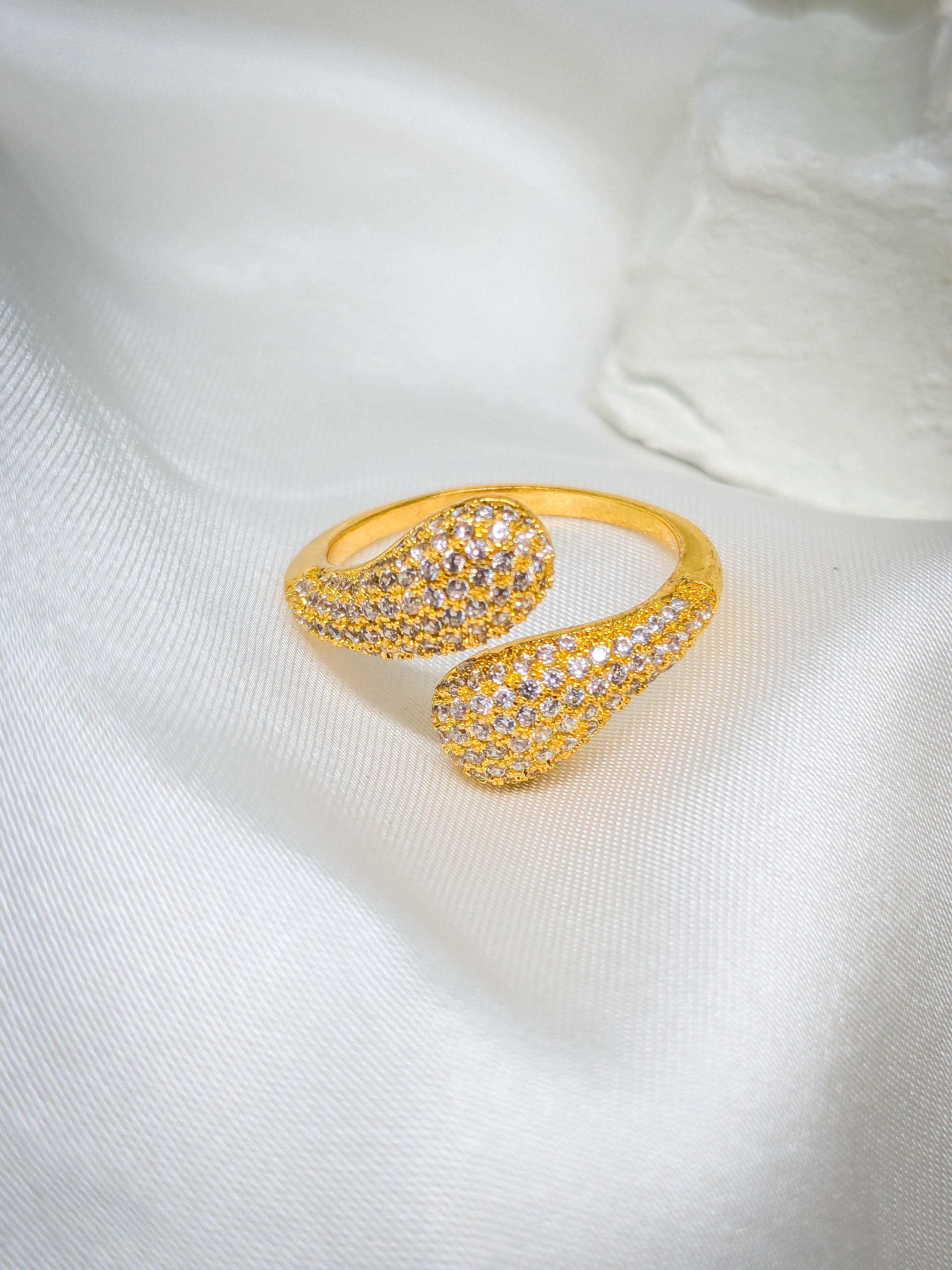 Crystal Teardrop Adjustable Ring