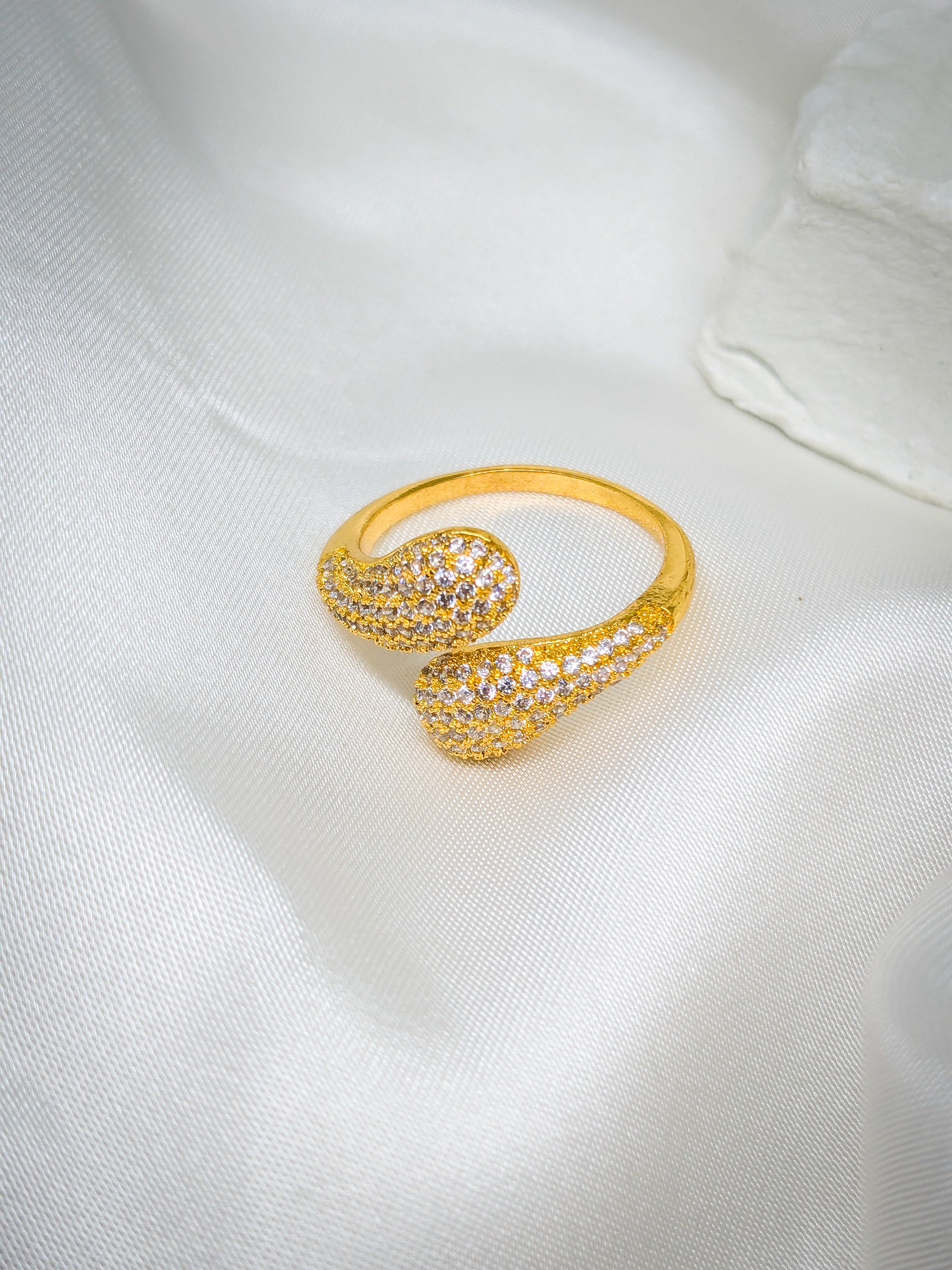 Crystal Teardrop Adjustable Ring