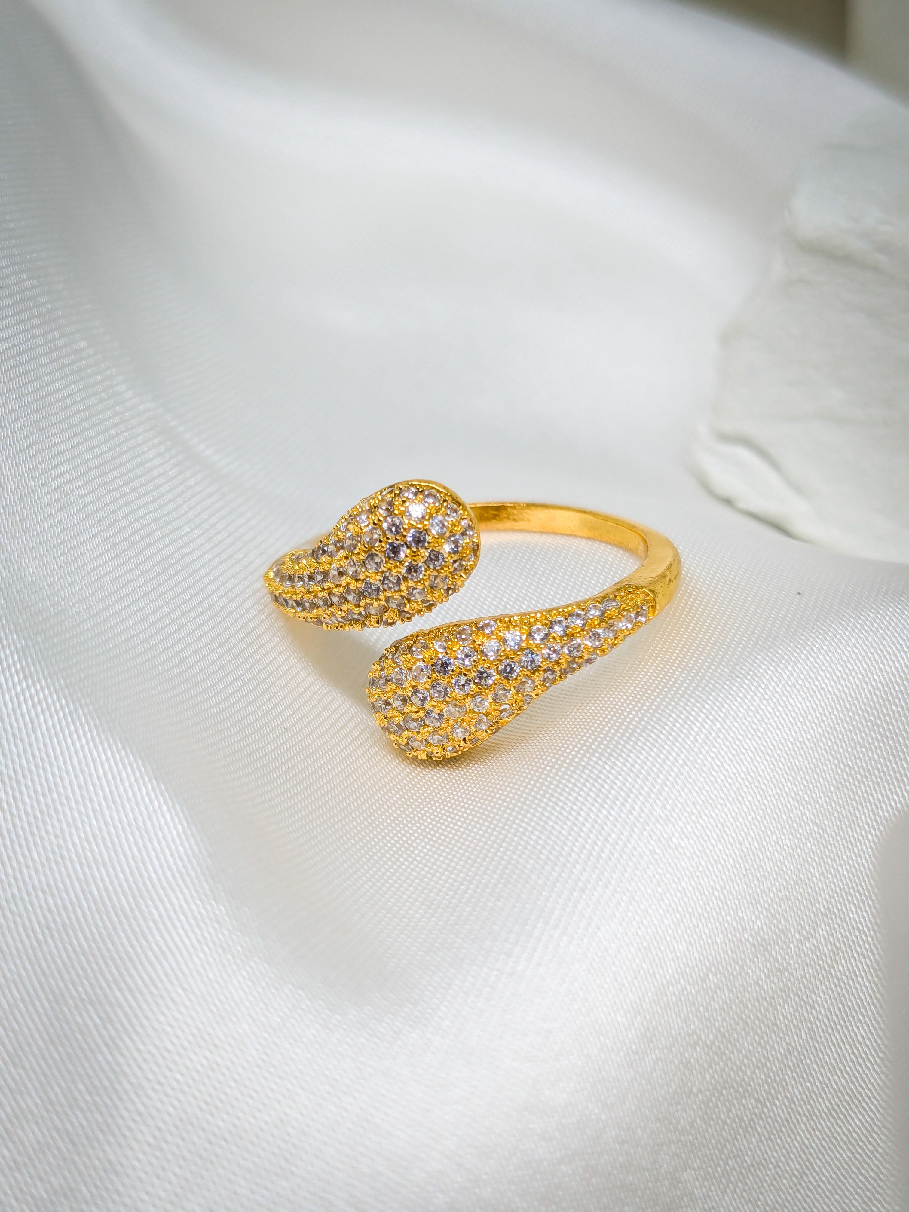 Crystal Teardrop Adjustable Ring