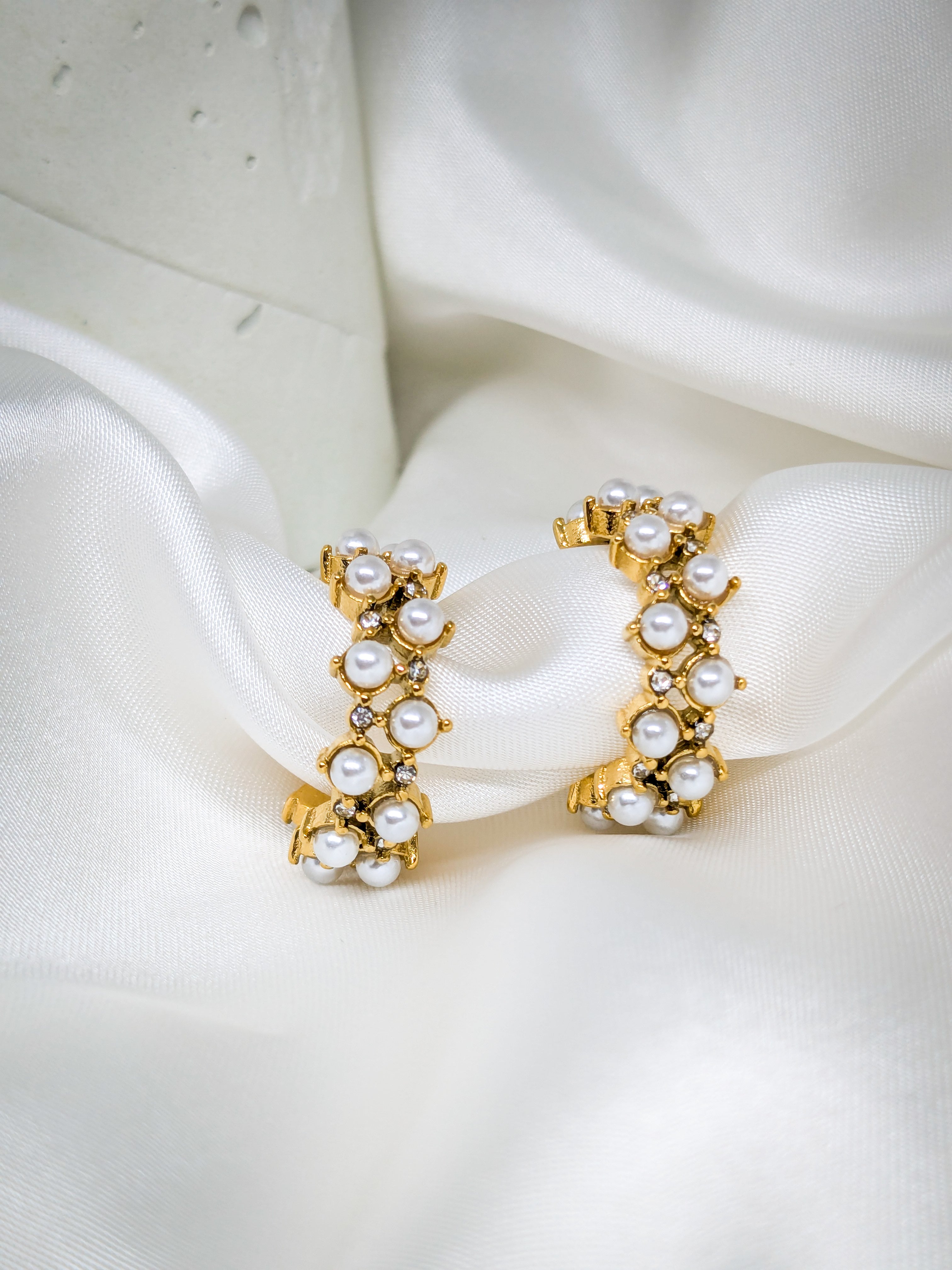 Pearl Blossom Hoop Earrings