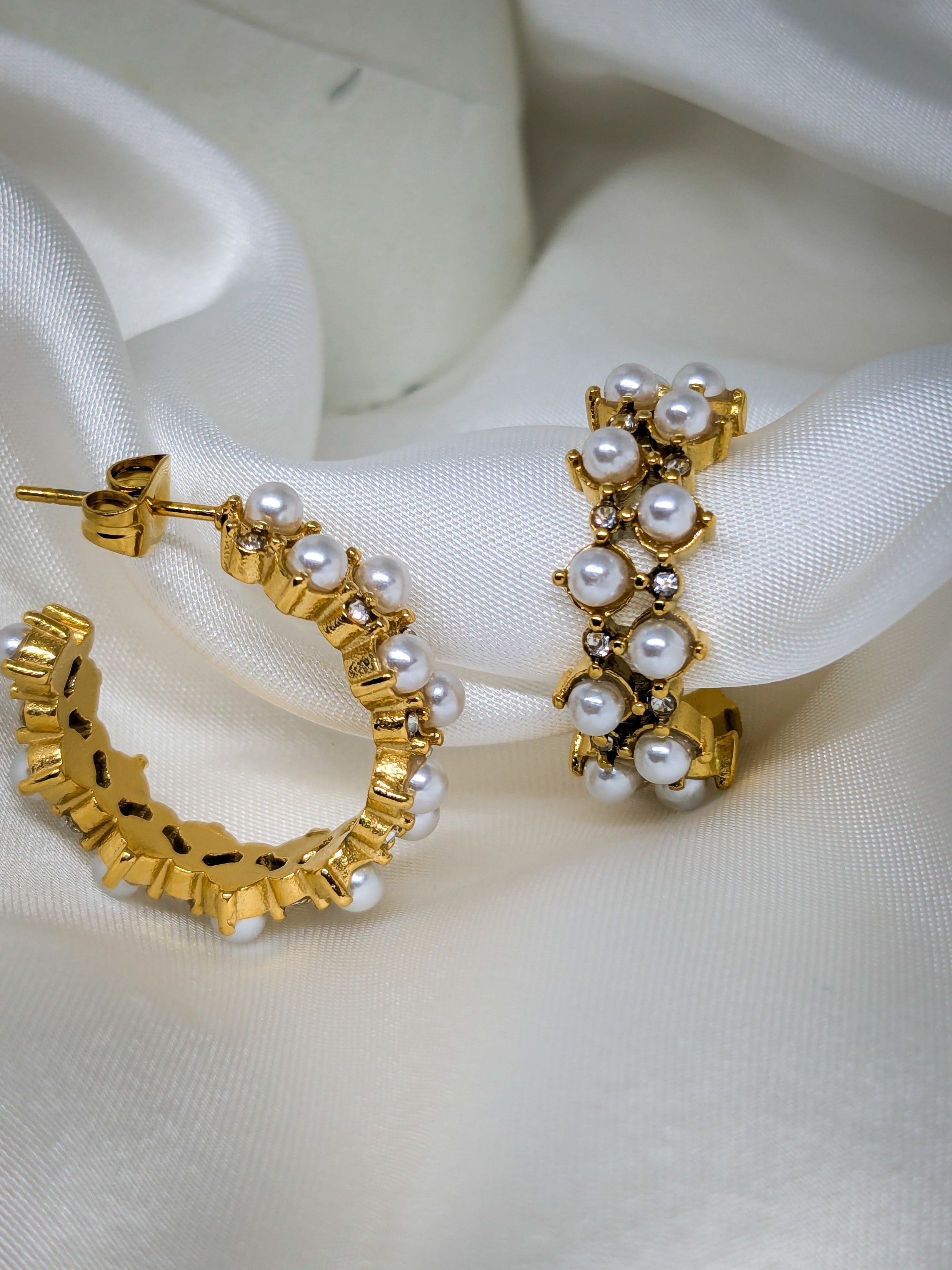Pearl Blossom Hoop Earrings