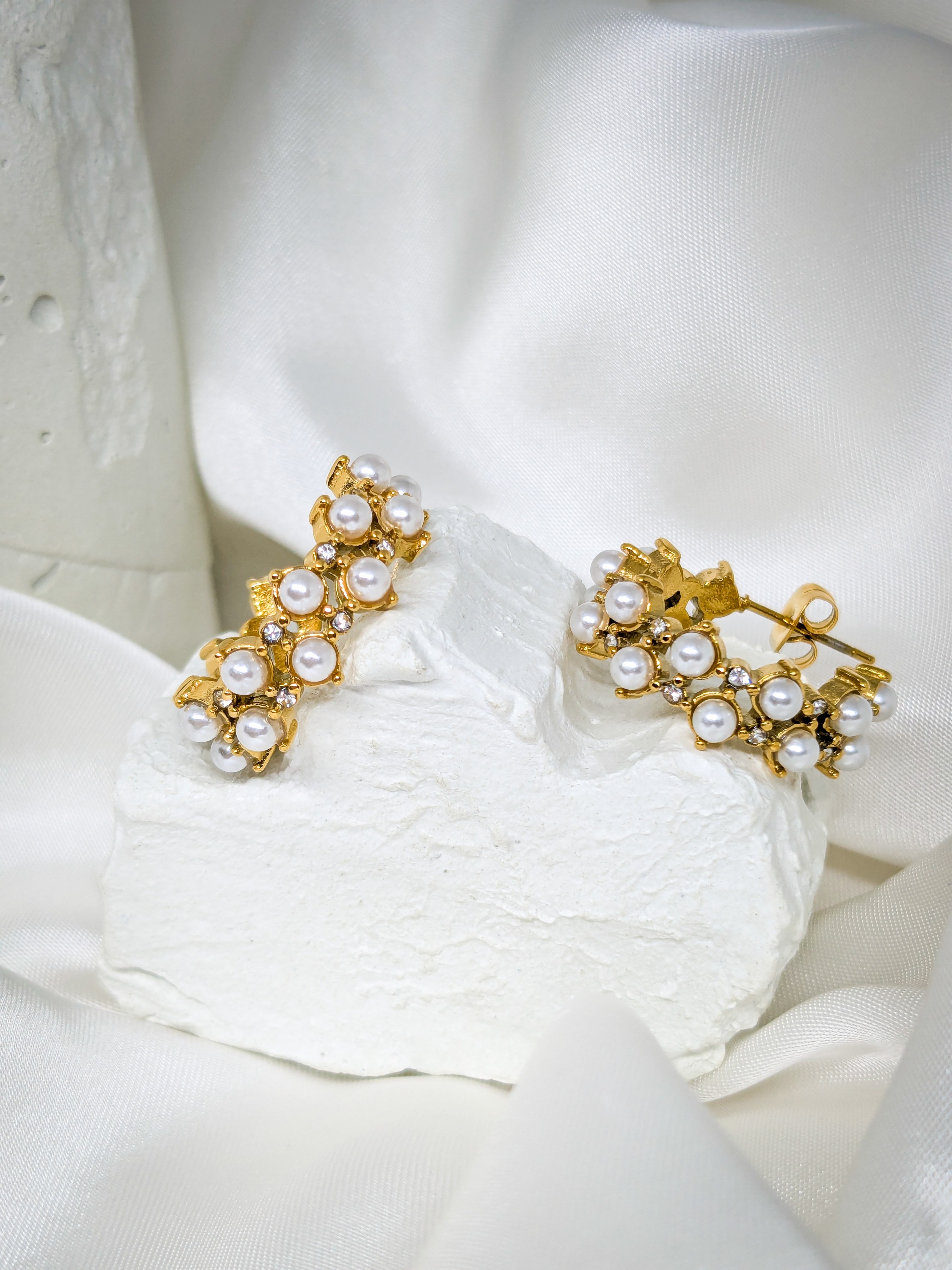 Pearl Blossom Hoop Earrings