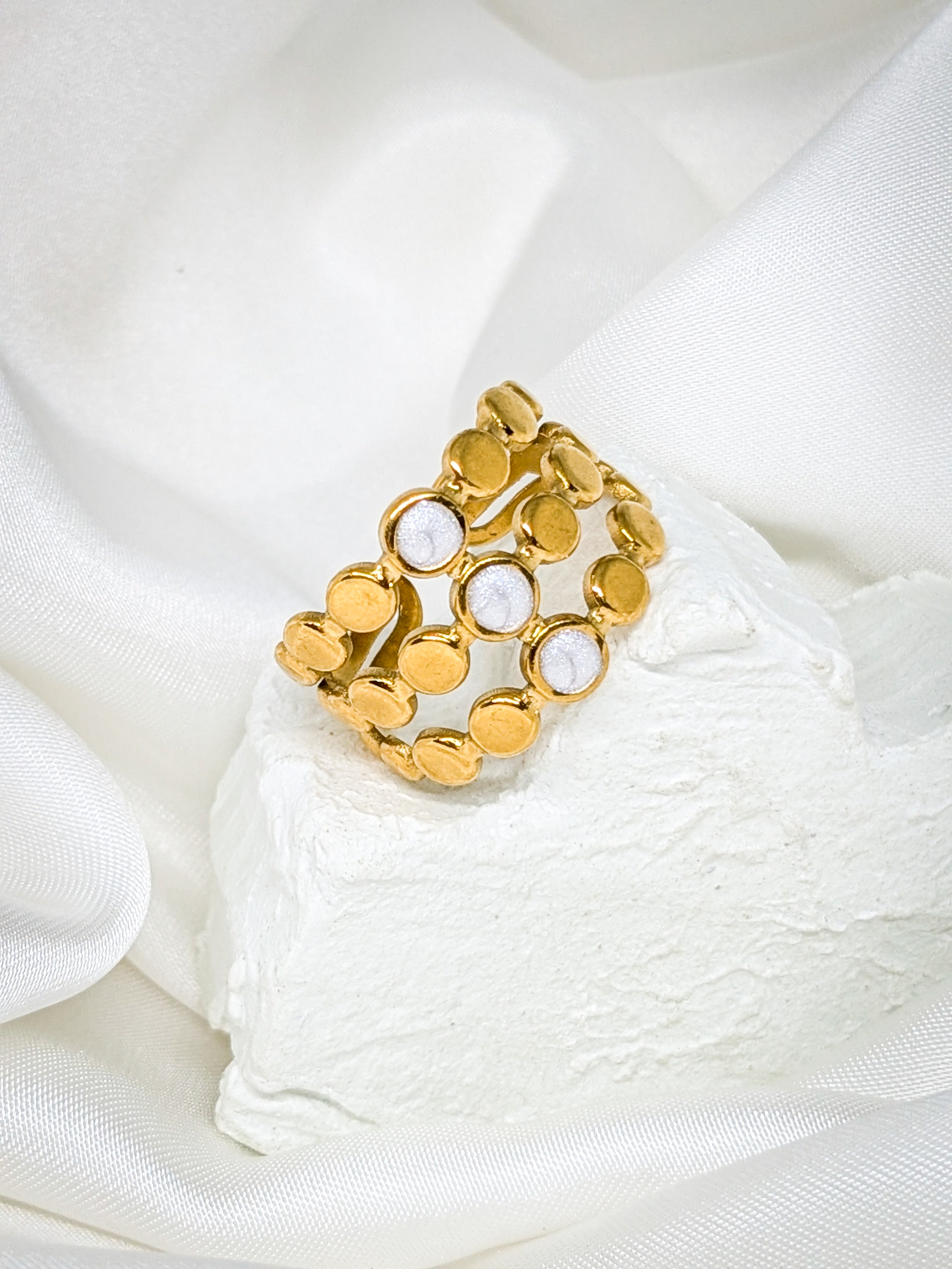 Elegant Triple Band Gold Adjustable Ring