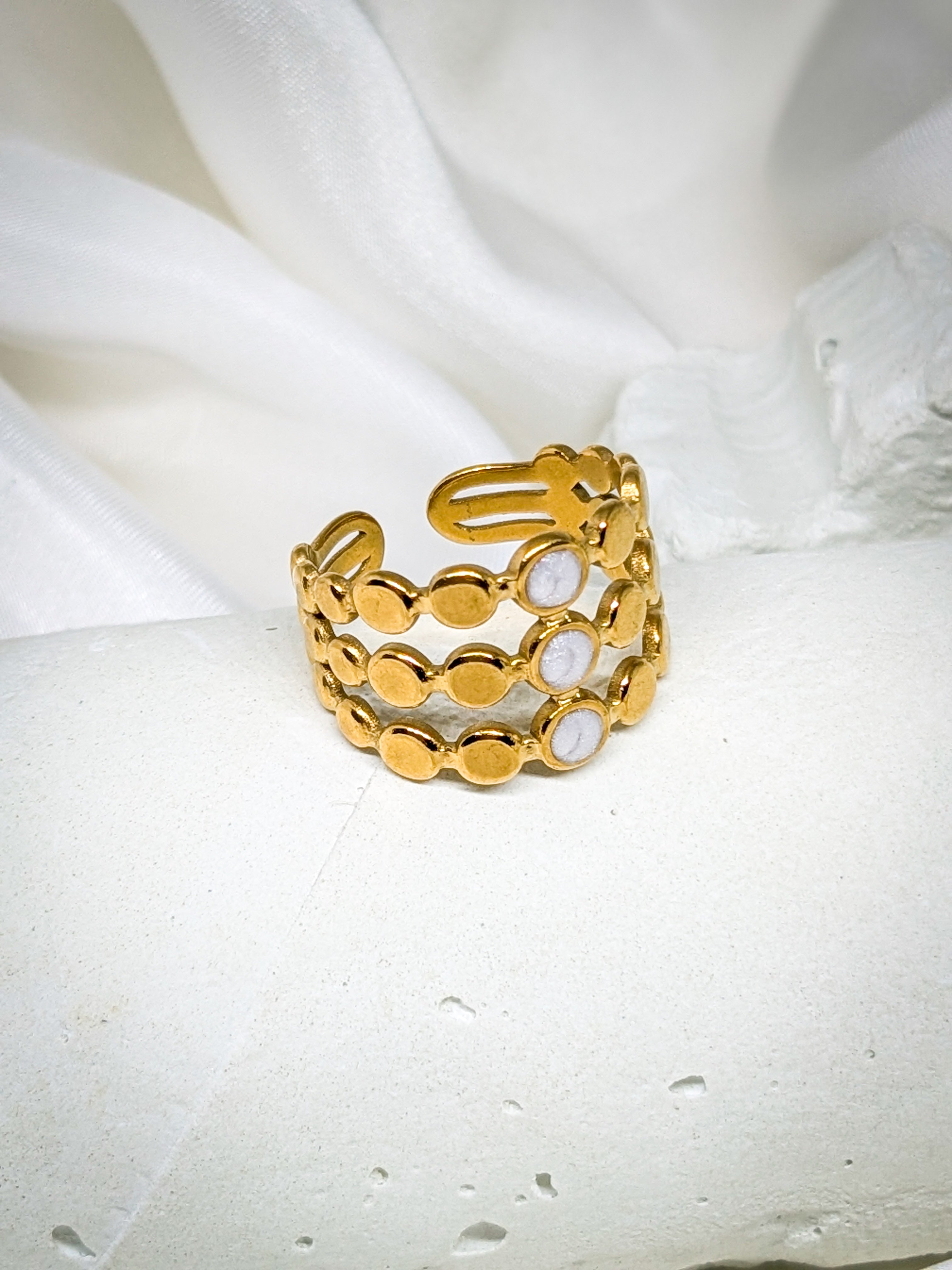 Elegant Triple Band Gold Adjustable Ring