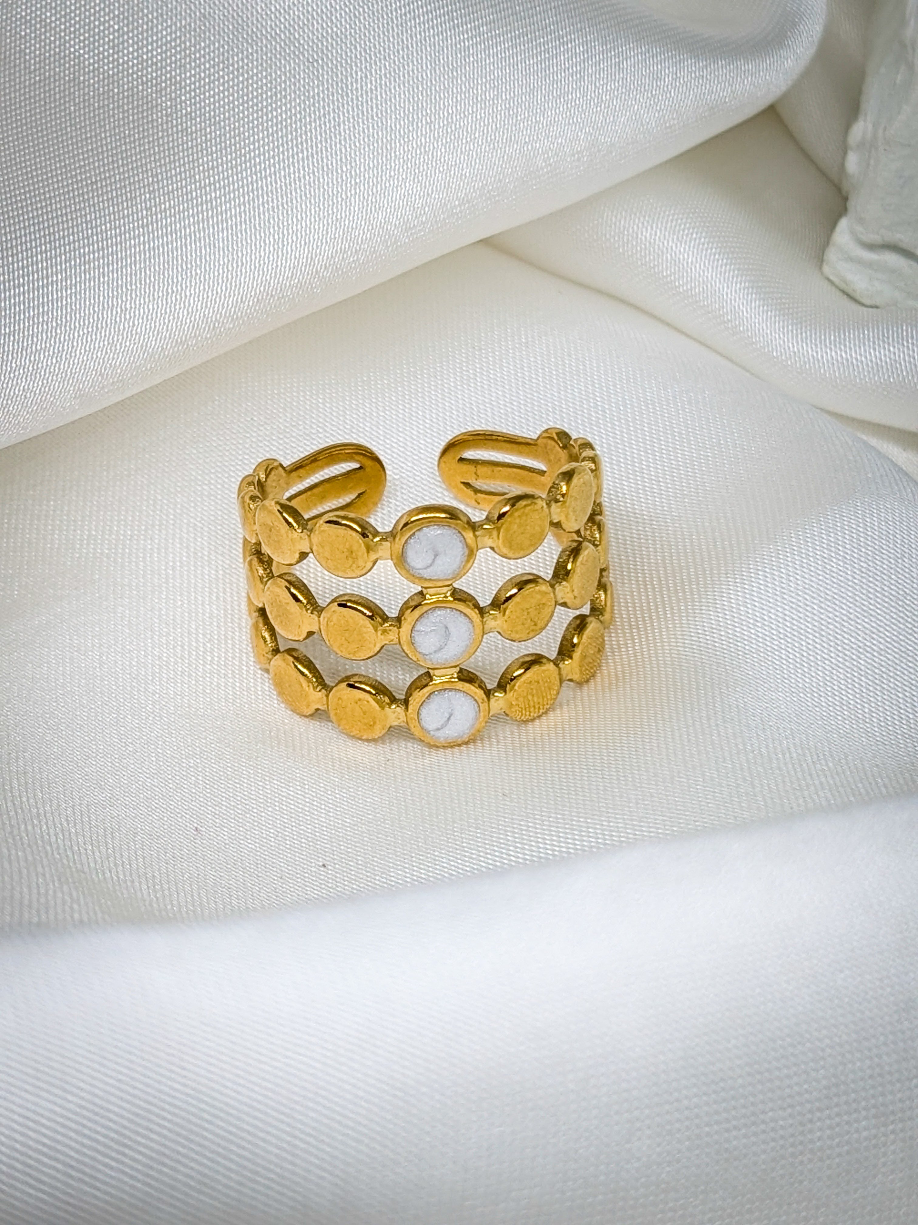 Elegant Triple Band Gold Adjustable Ring