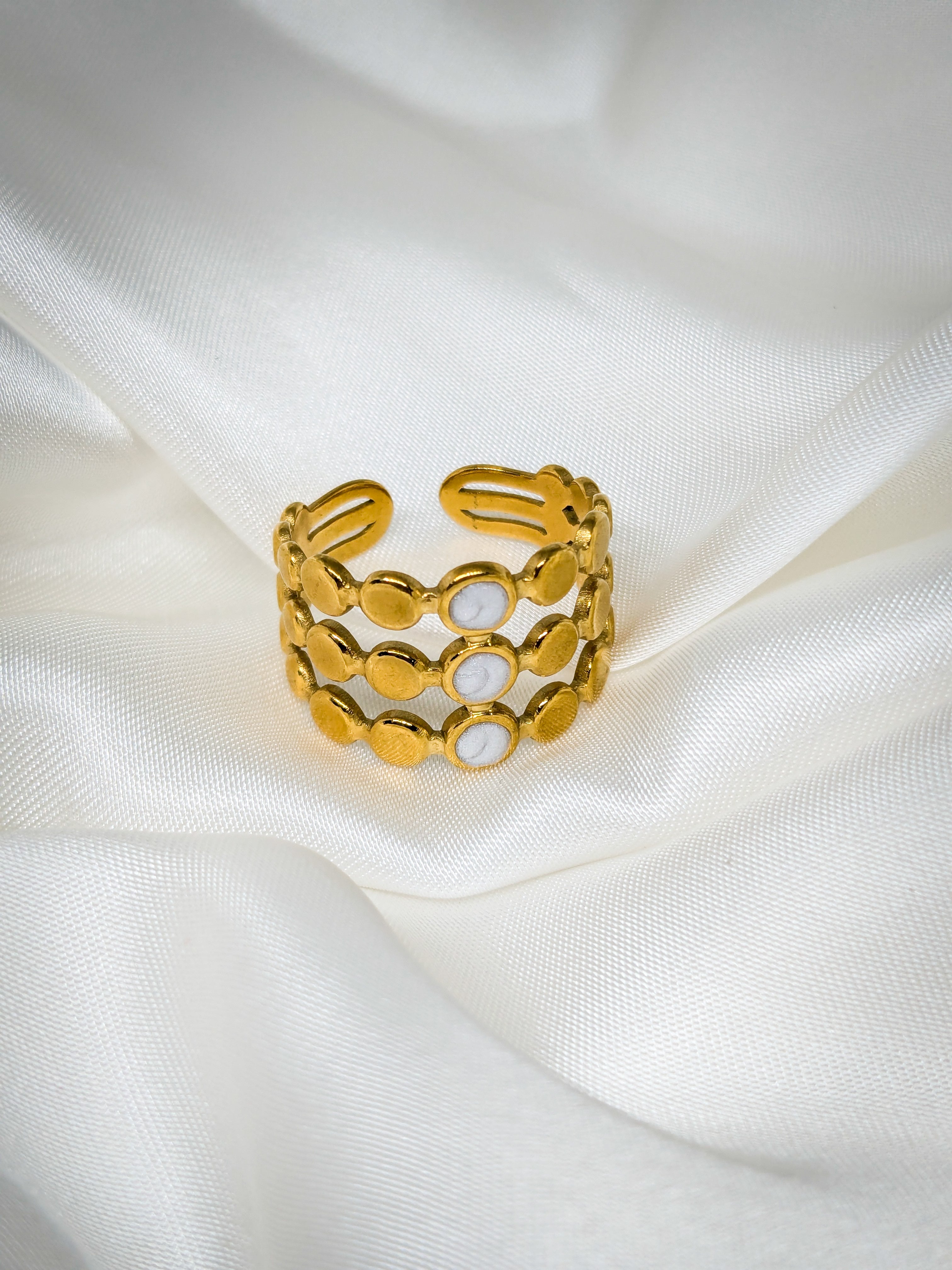 Elegant Triple Band Gold Adjustable Ring