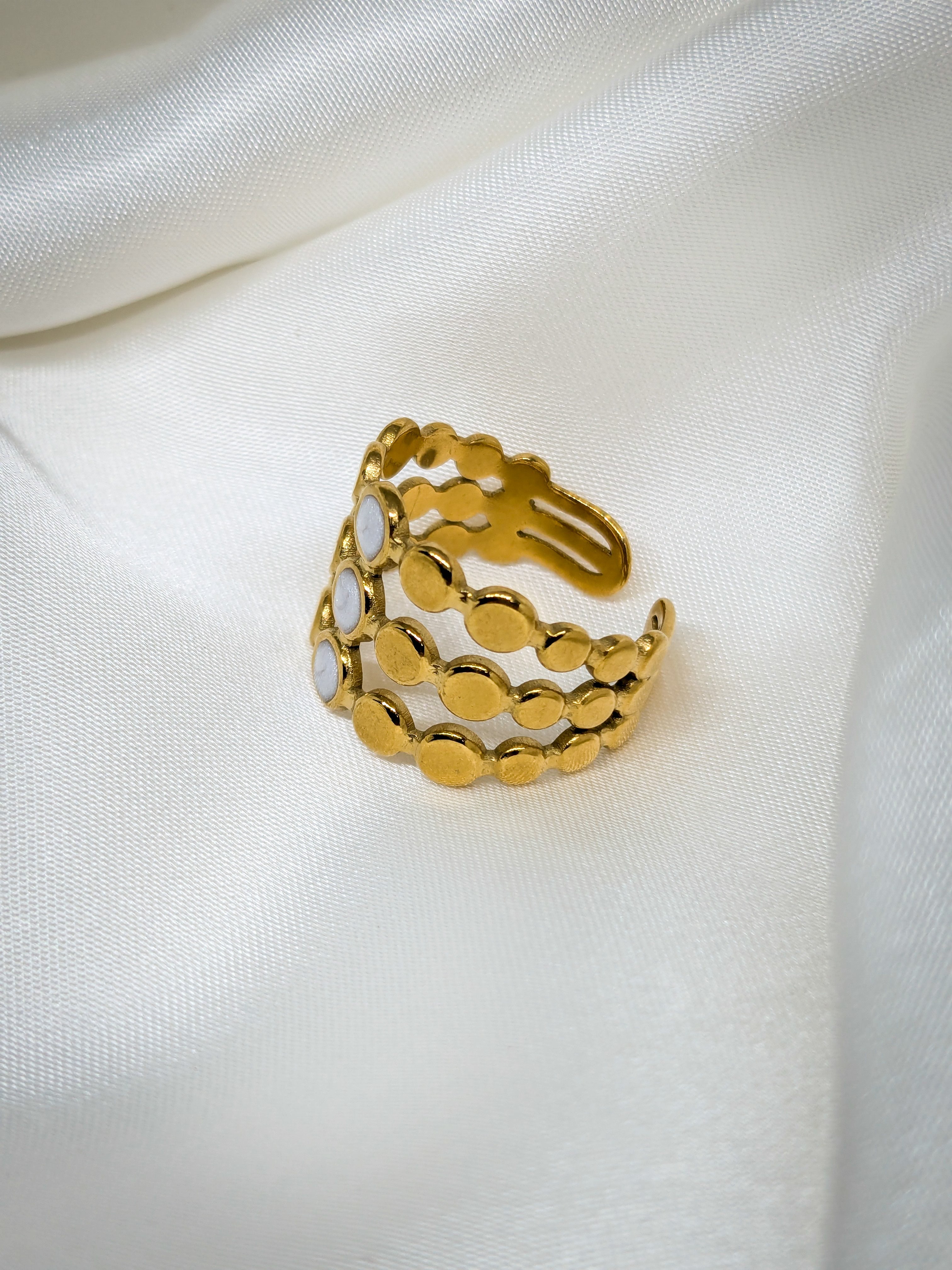 Elegant Triple Band Gold Adjustable Ring