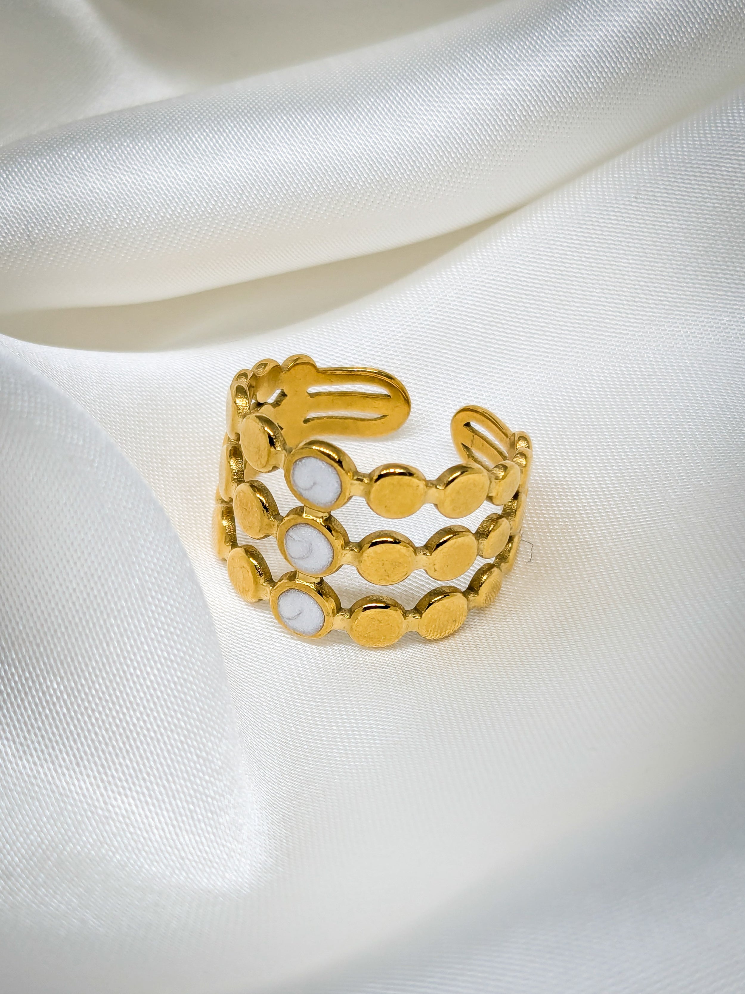 Elegant Triple Band Gold Adjustable Ring