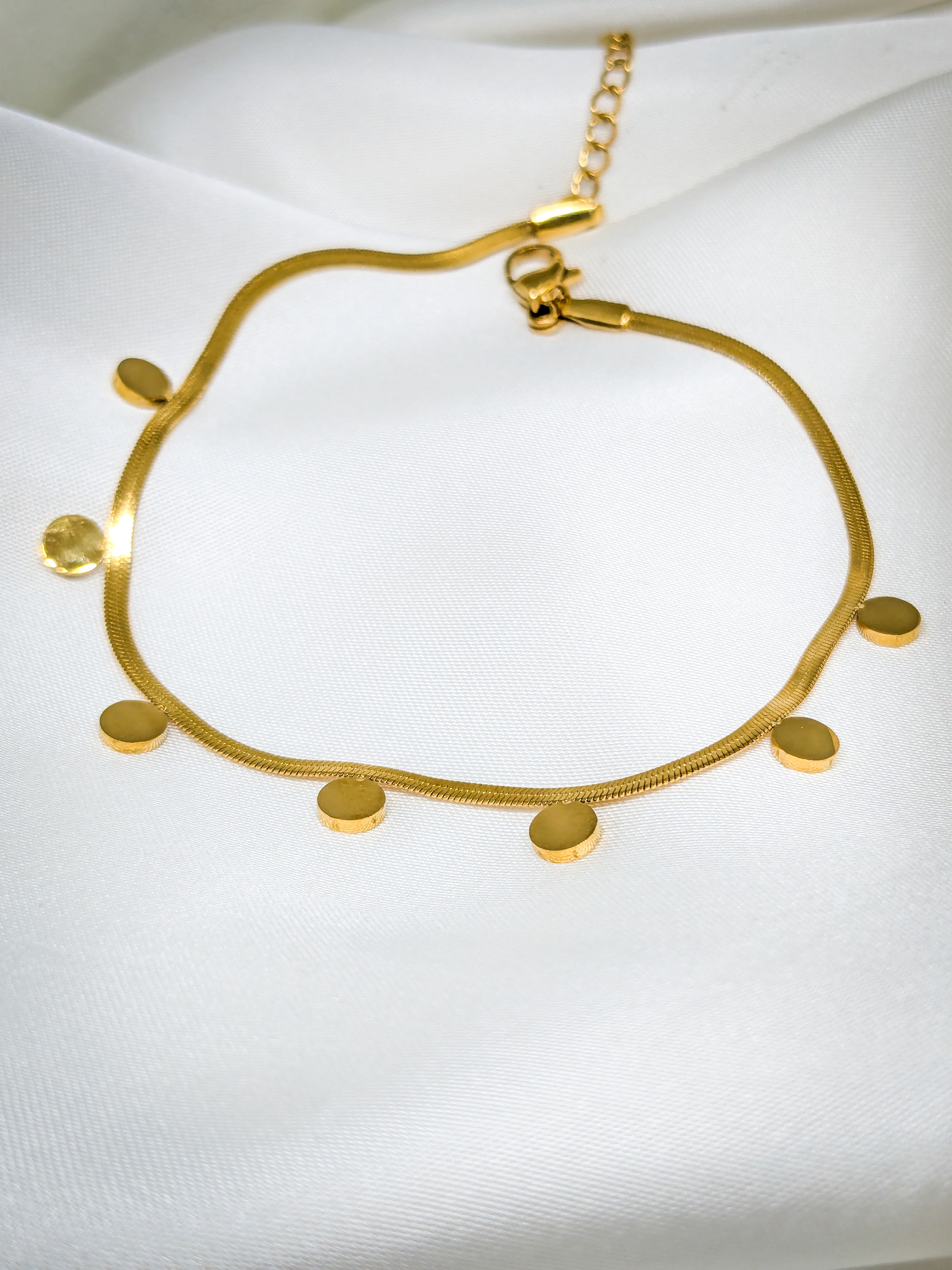 Golden Dotted Charm Anklet