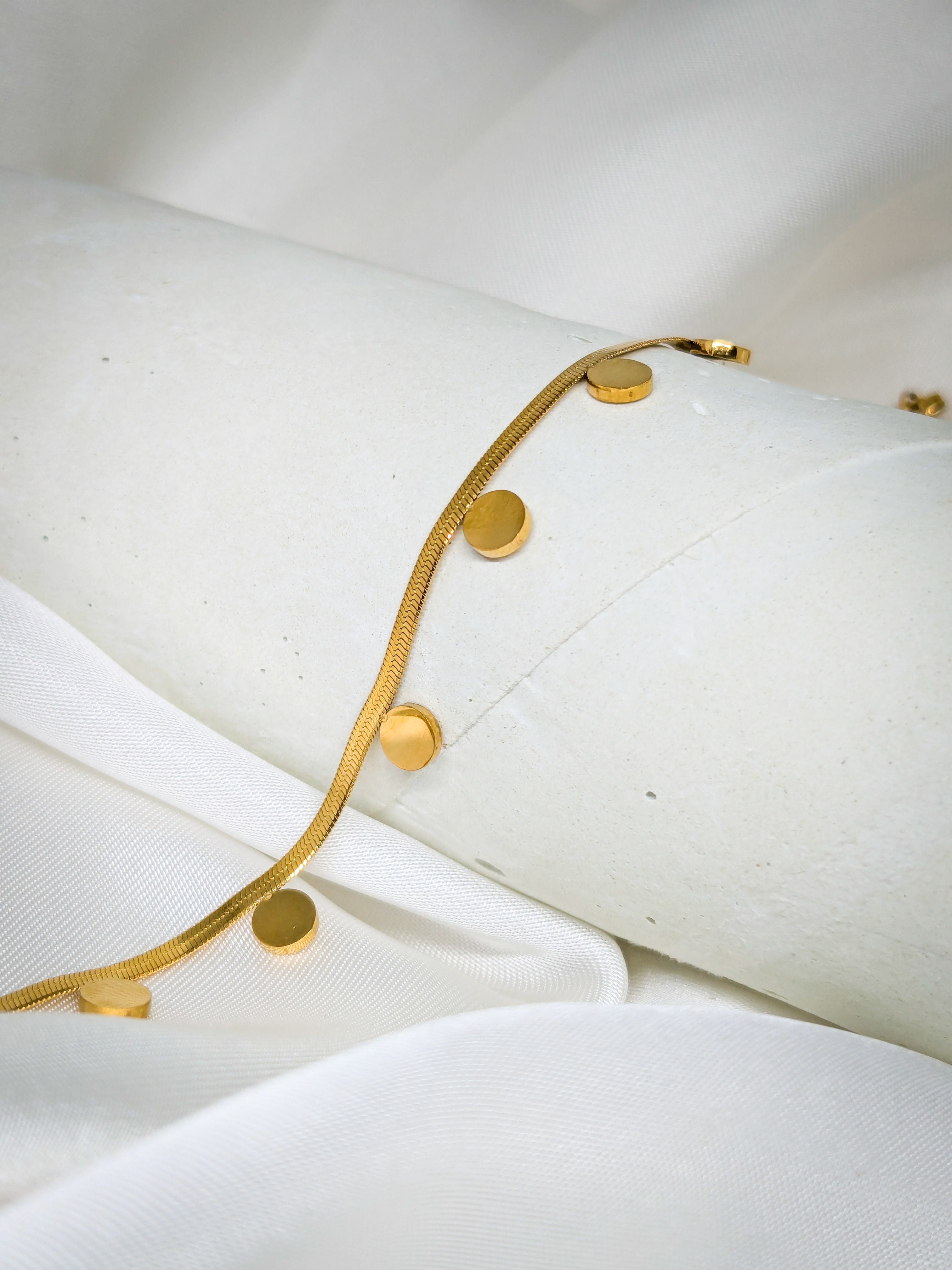 Golden Dotted Charm Anklet